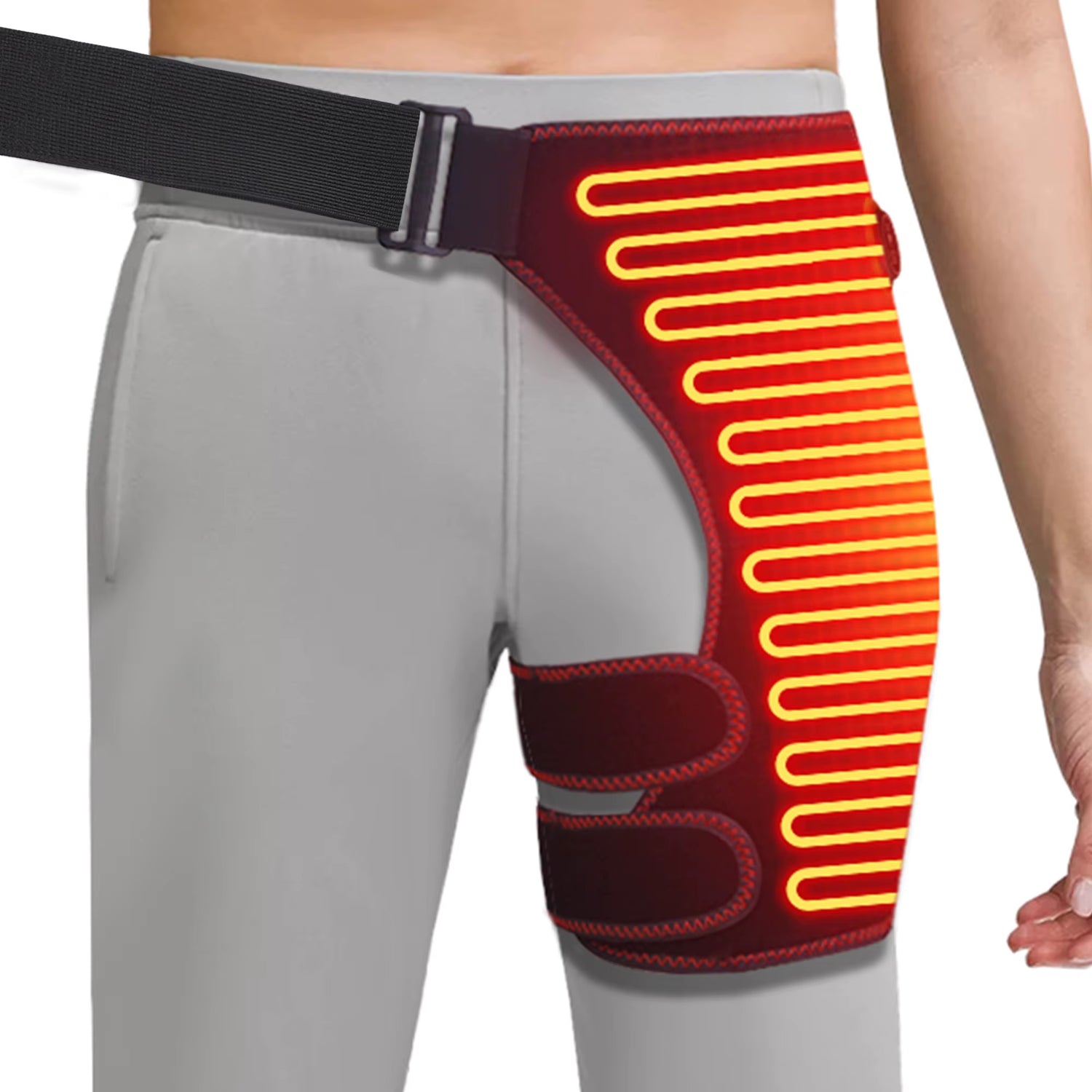 Revolutionary Full-Wrap Hip Support Brace with Massager for Sciatica Relief - Enjoy Enhanced Comfort and Recovery with USB-Powered Heating Technology