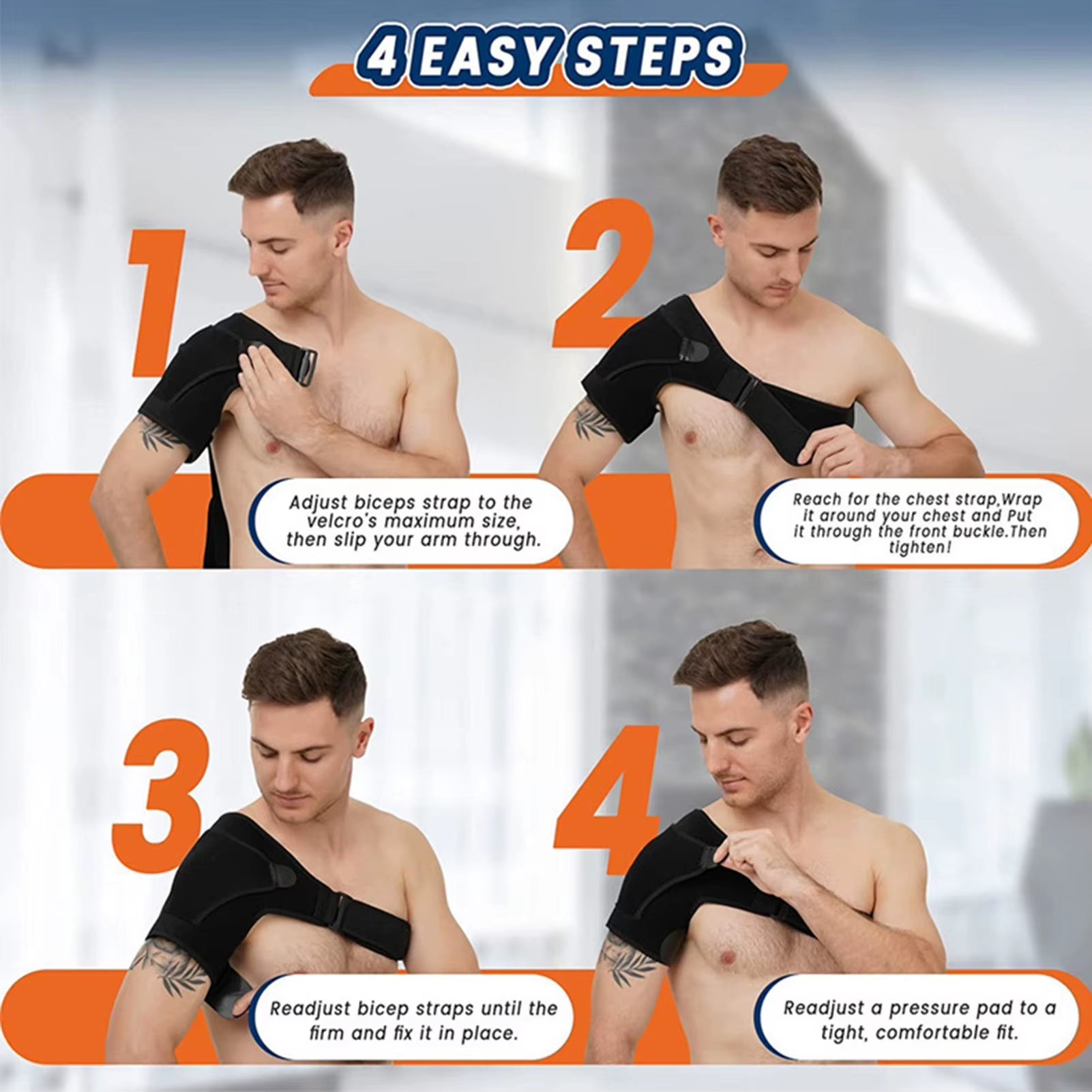 Shoulder Braces Physical Therapy Recovery Rotator Cuff for Men Adjustable Fit Sleeve Wrap Sleeve Fits Left and Right Arm 1/2Pcs