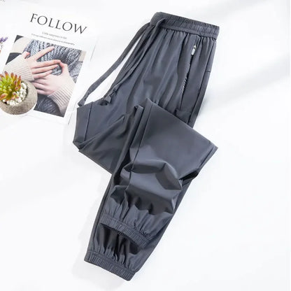 Summer Silk Ice Pants Unisex Gym High Stretch Quick-Drying Yoga Pants Multicolor Casual Running Training Drawstring Sports Pants