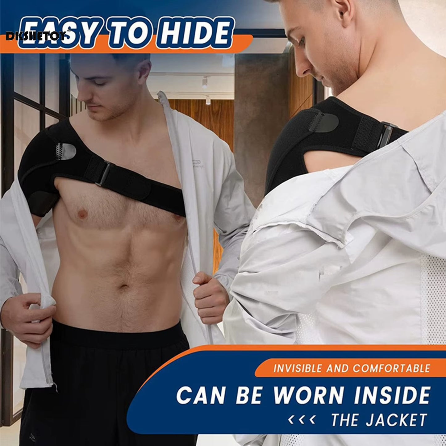 Shoulder Braces Physical Therapy Recovery Rotator Cuff for Men Adjustable Fit Sleeve Wrap Sleeve Fits Left and Right Arm 1/2Pcs