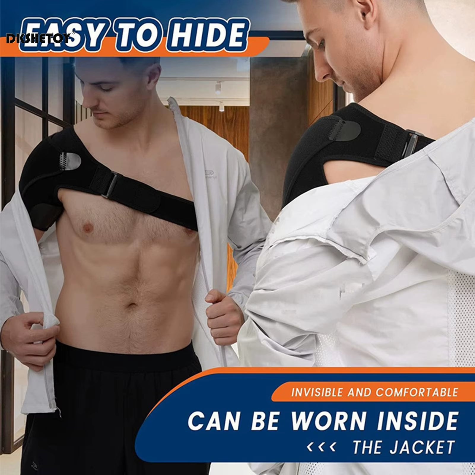 Shoulder Braces Physical Therapy Recovery Rotator Cuff for Men Adjustable Fit Sleeve Wrap Sleeve Fits Left and Right Arm 1/2Pcs