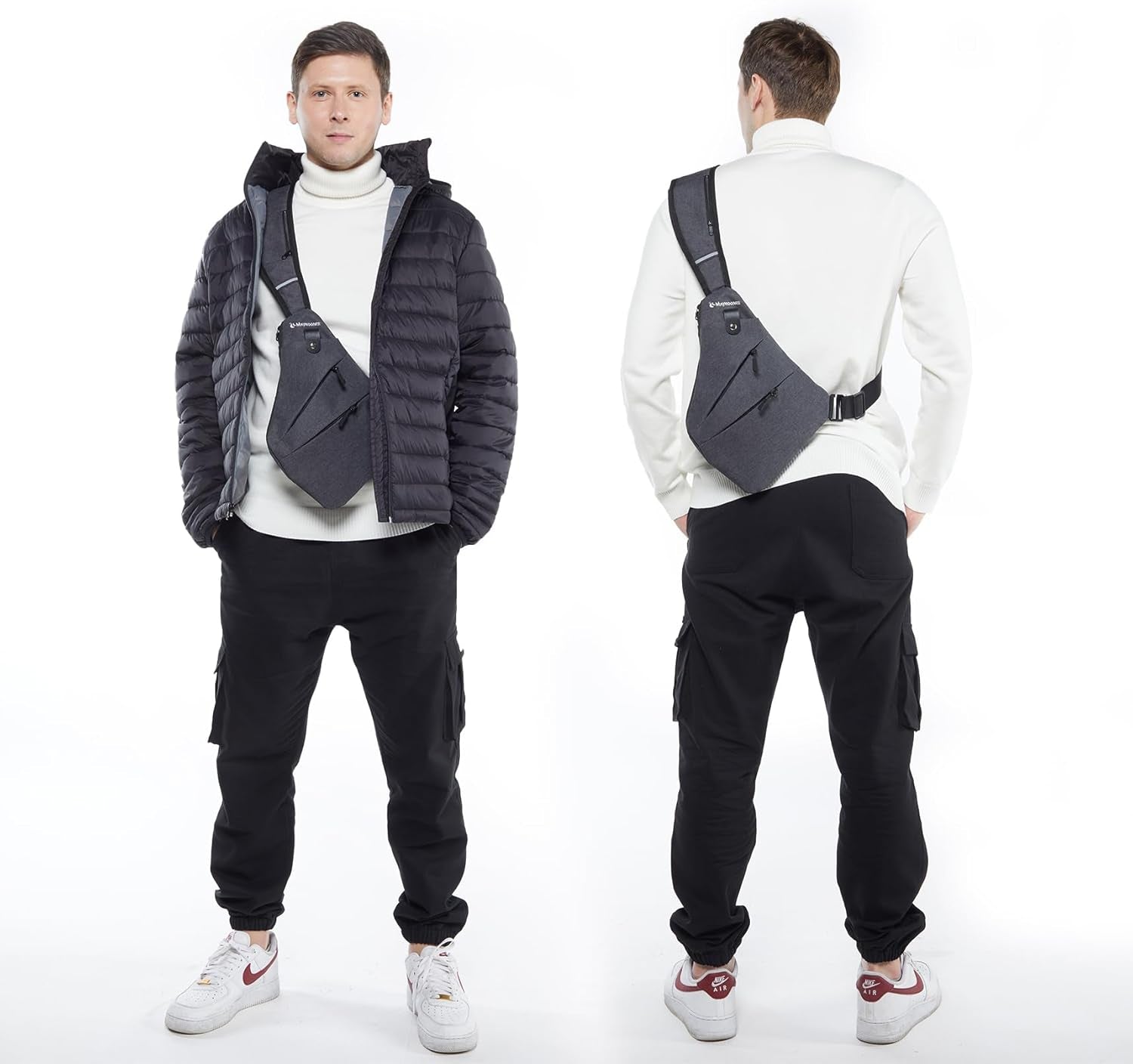 Men Small Sling Shoulder Crossbody Bag Anti-Theft One Strap Casual Chest Bags Slim Backpack Outdoor Hiking Biking