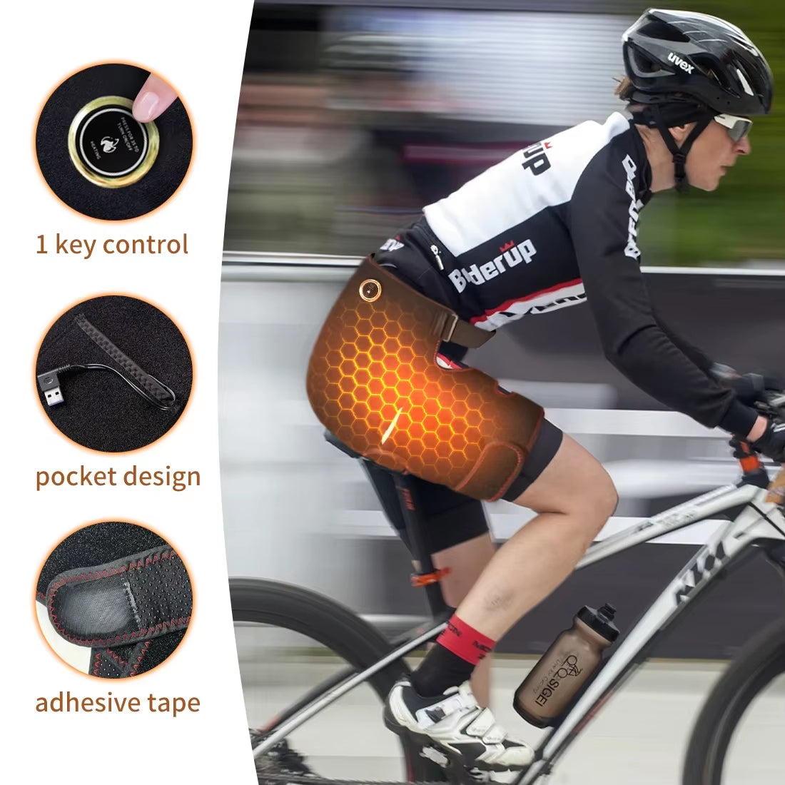 Revolutionary Full-Wrap Hip Support Brace with Massager for Sciatica Relief - Enjoy Enhanced Comfort and Recovery with USB-Powered Heating Technology