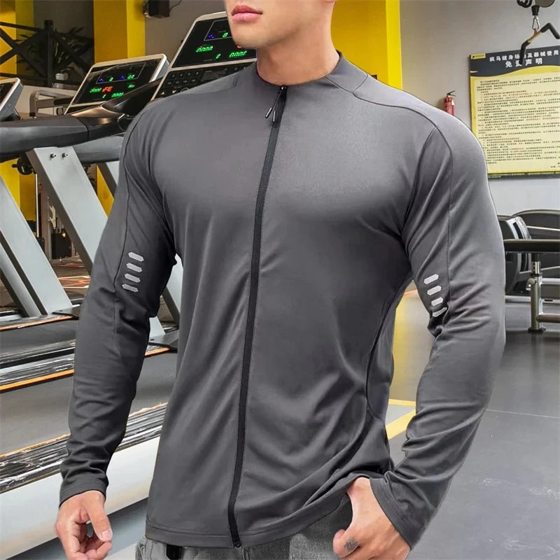 Men's Sports Zipper Long Sleeve T-shirt