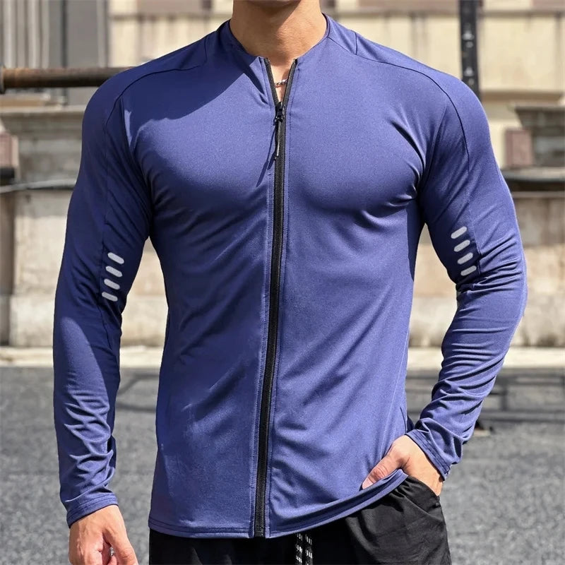 Men's Sports Zipper Long Sleeve T-shirt