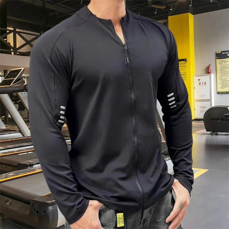 Men's Sports Zipper Long Sleeve T-shirt