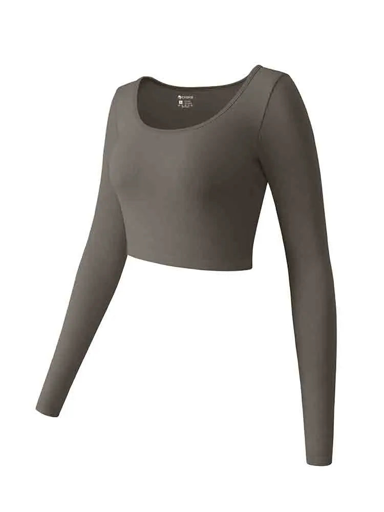 Women's Yoga Top Long Sleeved Round Neck Sports Wear