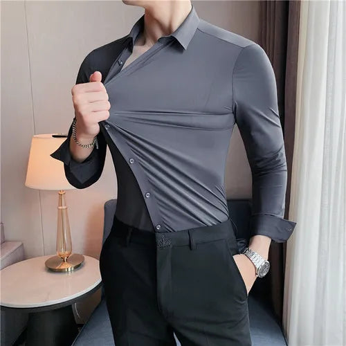 Elasticity Seamless Formal Dress Shirts