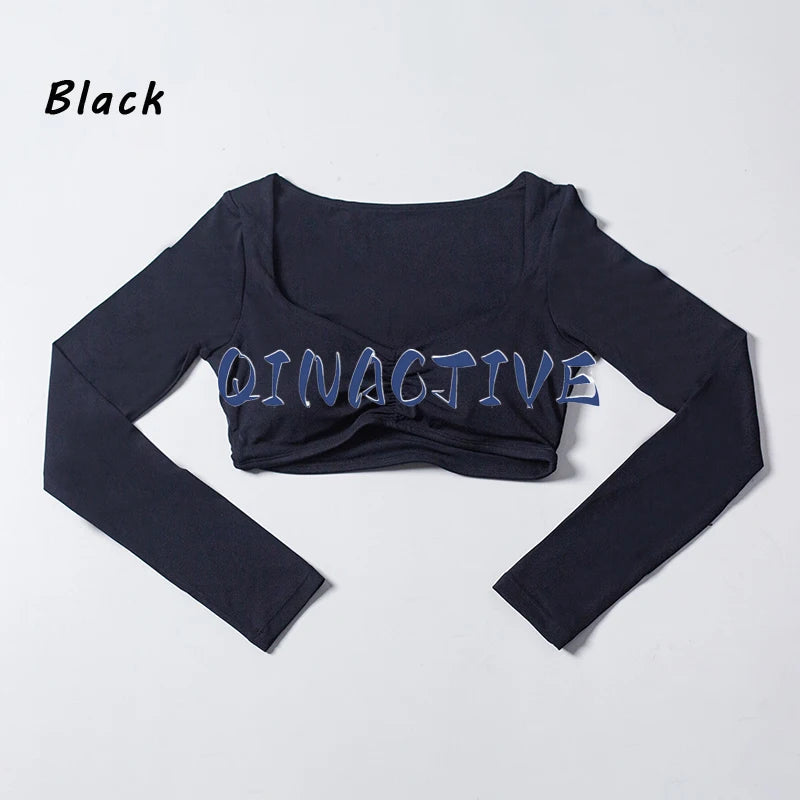 Women Yoga Shirts Crop Top Long Sleeves Shirts