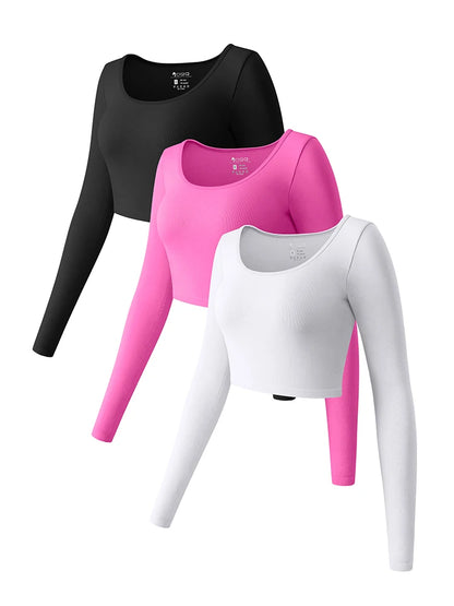 Women's Yoga Top Long Sleeved Round Neck Sports Wear