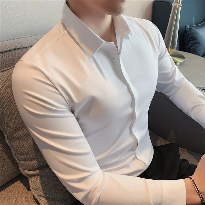 Elasticity Seamless Formal Dress Shirts