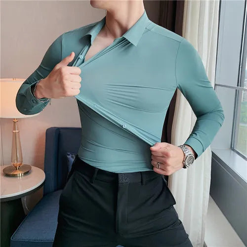 Elasticity Seamless Formal Dress Shirts