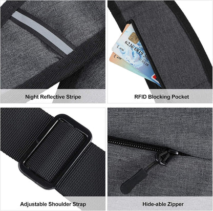 Men Small Sling Shoulder Crossbody Bag Anti-Theft One Strap Casual Chest Bags Slim Backpack Outdoor Hiking Biking