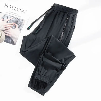 Summer Silk Ice Pants Unisex Gym High Stretch Quick-Drying Yoga Pants Multicolor Casual Running Training Drawstring Sports Pants