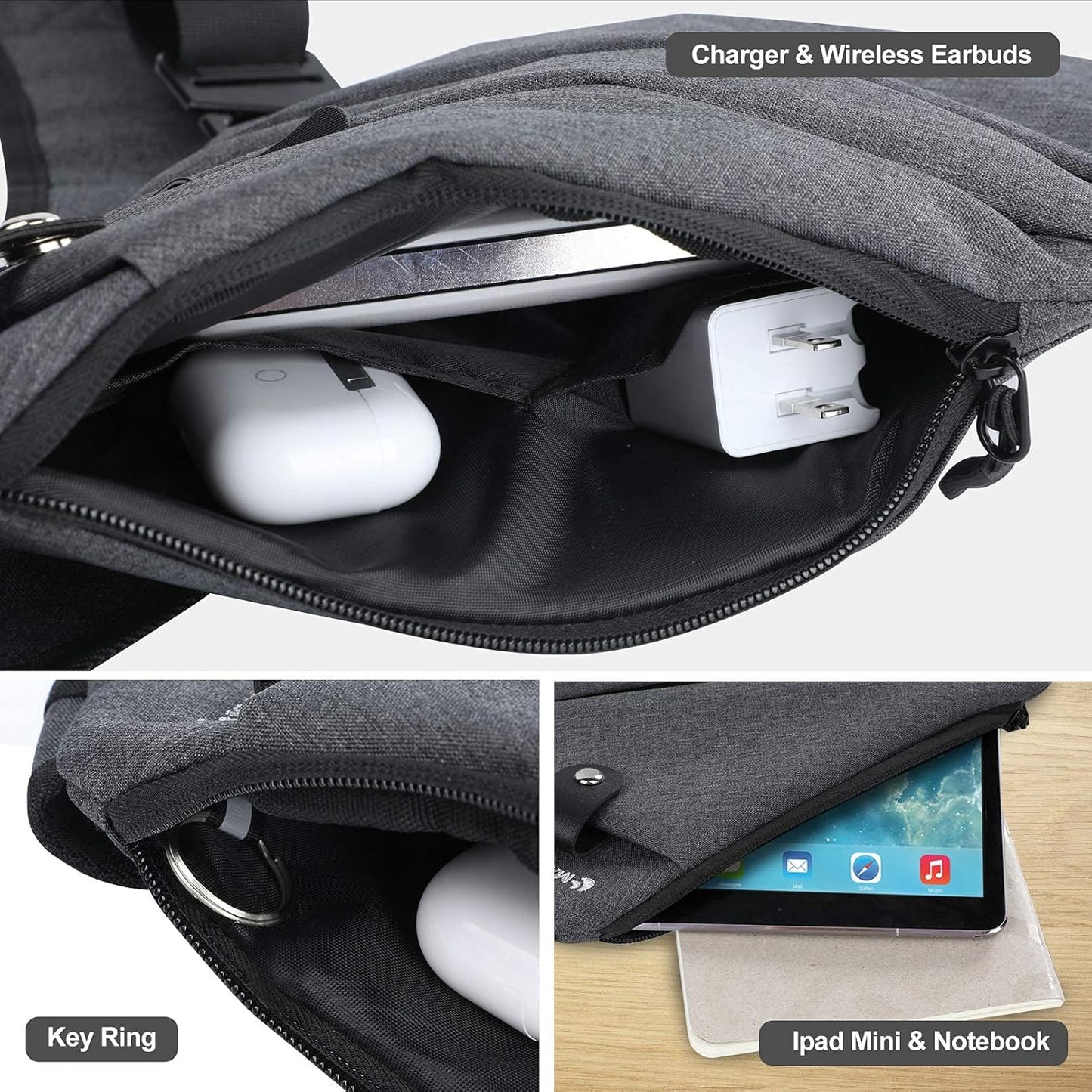 Men Small Sling Shoulder Crossbody Bag Anti-Theft One Strap Casual Chest Bags Slim Backpack Outdoor Hiking Biking